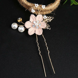 Buddha Gift 4Pcs Handmade Wedding Golden Leaf Flower Pearl Hairpin Hair Comb Set