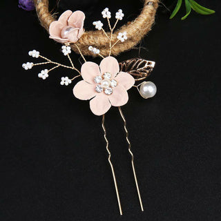 Buddha Gift 4Pcs Handmade Wedding Golden Leaf Flower Pearl Hairpin Hair Comb Set