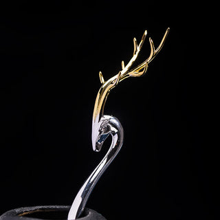 Buddha Gift 925 Sterling Silver Deer Antler Protection Hairpin