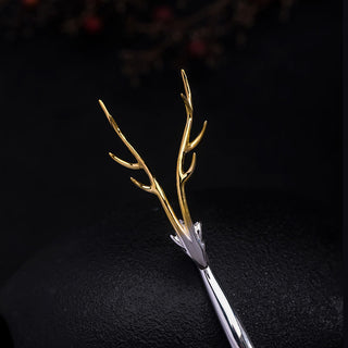 Buddha Gift 925 Sterling Silver Deer Antler Protection Hairpin