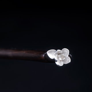 Buddha Gift 925 Sterling Silver Classical Ebony Magnolia Flower Blessing Hairpin