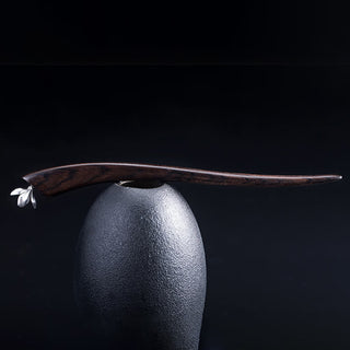 Buddha Gift 925 Sterling Silver Classical Ebony Magnolia Flower Blessing Hairpin