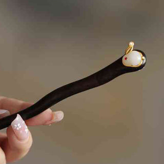 Buddha Gift Auspicious Cloud Sandalwood Rabbit Protection Hairpin