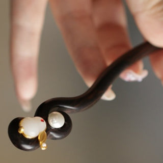 Buddha Gift Auspicious Cloud Sandalwood Rabbit Protection Hairpin