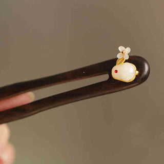 Buddha Gift Auspicious Cloud Sandalwood Rabbit Protection Hairpin
