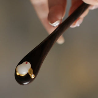 Buddha Gift Auspicious Cloud Sandalwood Rabbit Protection Hairpin