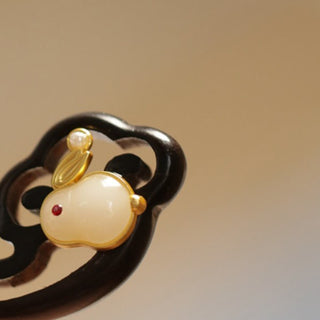Buddha Gift Auspicious Cloud Sandalwood Rabbit Protection Hairpin