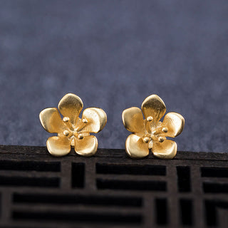 Buddha Gift 925 Sterling Silver Golden Peach Blossom Balance Earrings