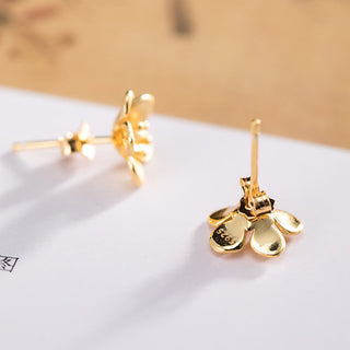 Buddha Gift 925 Sterling Silver Golden Peach Blossom Balance Earrings