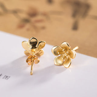 Buddha Gift 925 Sterling Silver Golden Peach Blossom Balance Earrings