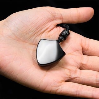 Buddha Gift Black Obsidian Shield Pattern Yin Yang Symbol Strength Necklace Pendant