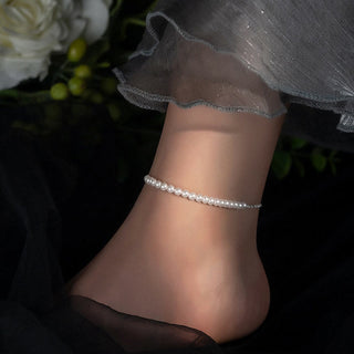 Buddha Gift 925 Sterling Silver Pearl Beads Protection Anklet