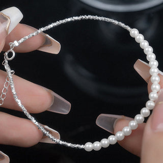 Buddha Gift 925 Sterling Silver Pearl Beads Protection Anklet