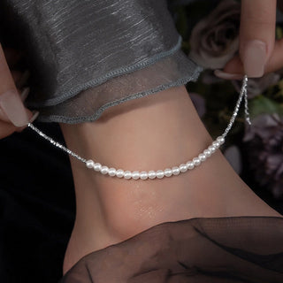 Buddha Gift 925 Sterling Silver Pearl Beads Protection Anklet
