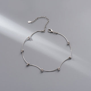 Buddha Gift 925 Sterling Silver Simple Wave Shape Protection Anklet