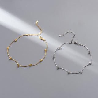 Buddha Gift 925 Sterling Silver Simple Wave Shape Protection Anklet