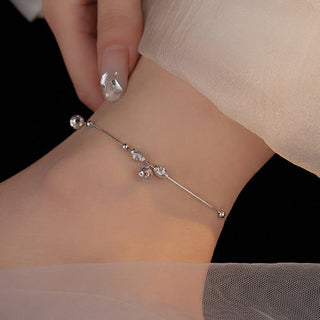 Buddha Gift 925 Sterling Silver Simple Bell Bead Blessing Anklet