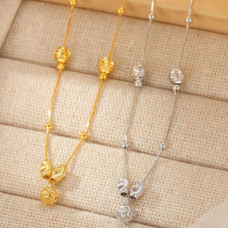 Buddha Gift 925 Sterling Silver Simple Bell Bead Blessing Anklet