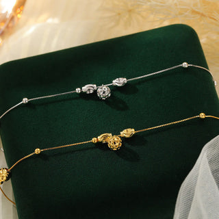 Buddha Gift 925 Sterling Silver Simple Bell Bead Blessing Anklet