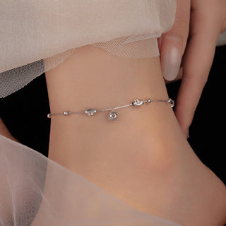 Buddha Gift 925 Sterling Silver Simple Bell Bead Blessing Anklet