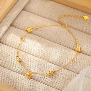 Buddha Gift 925 Sterling Silver Simple Bell Bead Blessing Anklet
