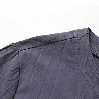 Buddha Gift 2Pcs Simple Design Chinese Frog-Button Shirt Drawstring Wide Leg Pants With Pockets Men's Meditation Cloth Set