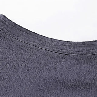 Buddha Gift 2Pcs Simple Design Chinese Frog-Button Shirt Drawstring Wide Leg Pants With Pockets Men's Meditation Cloth Set