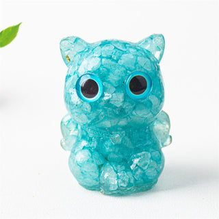 Buddha Gift Cute Cat Lazurite Amethyst Black Obsidian Aquamarine Crystal Resin Positive Home Decoration