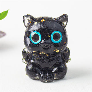 Buddha Gift Cute Cat Lazurite Amethyst Black Obsidian Aquamarine Crystal Resin Positive Home Decoration