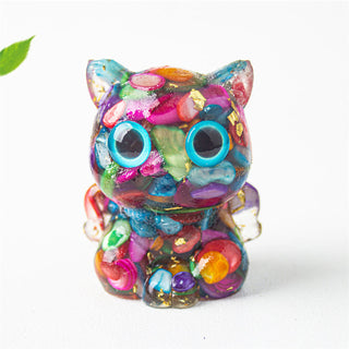 Buddha Gift Cute Cat Lazurite Amethyst Black Obsidian Aquamarine Crystal Resin Positive Home Decoration