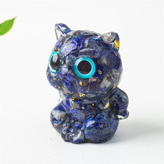 Buddha Gift Cute Cat Lazurite Amethyst Black Obsidian Aquamarine Crystal Resin Positive Home Decoration