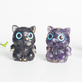 Buddha Gift Cute Cat Lazurite Amethyst Black Obsidian Aquamarine Crystal Resin Positive Home Decoration