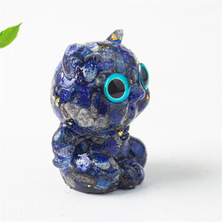 Buddha Gift Cute Cat Lazurite Amethyst Black Obsidian Aquamarine Crystal Resin Positive Home Decoration