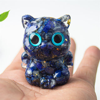 Buddha Gift Cute Cat Lazurite Amethyst Black Obsidian Aquamarine Crystal Resin Positive Home Decoration