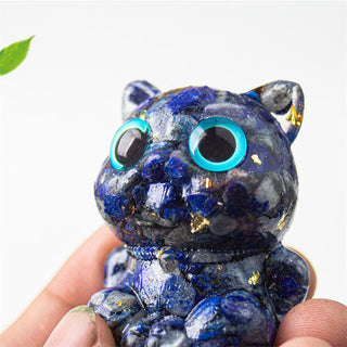 Buddha Gift Cute Cat Lazurite Amethyst Black Obsidian Aquamarine Crystal Resin Positive Home Decoration