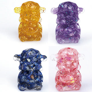 Buddha Gift God of Wealth Amethyst Crystal Resin Energy Fortune Home Decoration