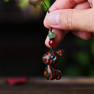 Buddha Gift Small Leaf Red Sandalwood Ebony Wood Sandalwood Green Sandalwood Lucky Mini Cat Deer Sooth Phone Hanging Decoration