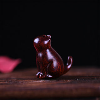 Buddha Gift Small Leaf Red Sandalwood Ebony Wood Sandalwood Green Sandalwood Lucky Mini Cat Deer Sooth Phone Hanging Decoration