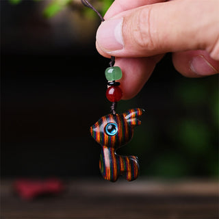 Buddha Gift Small Leaf Red Sandalwood Ebony Wood Sandalwood Green Sandalwood Lucky Mini Cat Deer Sooth Phone Hanging Decoration
