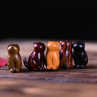Buddha Gift Small Leaf Red Sandalwood Ebony Wood Sandalwood Green Sandalwood Lucky Mini Cat Deer Sooth Phone Hanging Decoration