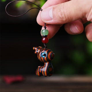 Buddha Gift Small Leaf Red Sandalwood Ebony Wood Sandalwood Green Sandalwood Lucky Mini Cat Deer Sooth Phone Hanging Decoration
