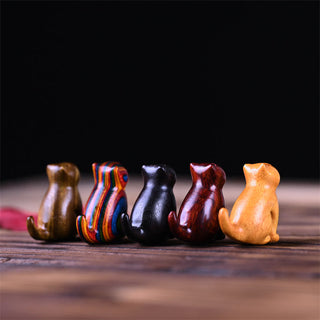 Buddha Gift Small Leaf Red Sandalwood Ebony Wood Sandalwood Green Sandalwood Lucky Mini Cat Deer Sooth Phone Hanging Decoration