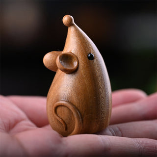 Buddha Gift Small Cat Mouse Green Sandalwood African Red Rosewood Peace Home Decoration