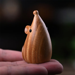 Buddha Gift Small Cat Mouse Green Sandalwood African Red Rosewood Peace Home Decoration