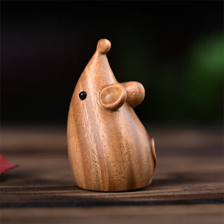 Buddha Gift Small Cat Mouse Green Sandalwood African Red Rosewood Peace Home Decoration