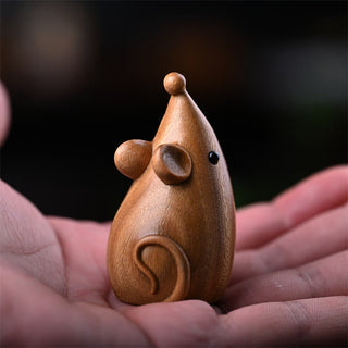 Buddha Gift Small Cat Mouse Green Sandalwood African Red Rosewood Peace Home Decoration