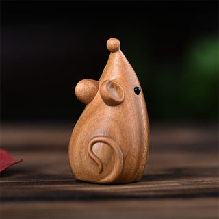 Buddha Gift Small Cat Mouse Green Sandalwood African Red Rosewood Peace Home Decoration