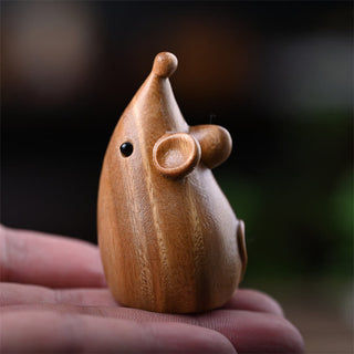 Buddha Gift Small Cat Mouse Green Sandalwood African Red Rosewood Peace Home Decoration