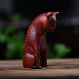 Buddha Gift Small Cat Mouse Green Sandalwood African Red Rosewood Peace Home Decoration