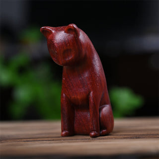 Buddha Gift Small Cat Mouse Green Sandalwood African Red Rosewood Peace Home Decoration